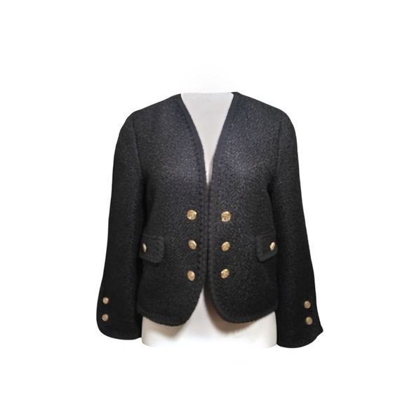 Zara Jackets & Blazers - Zara Black Bouclé Blazer with Gold Buttons